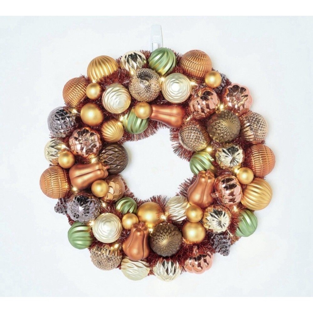 Hay & Harvest 22" Lit Shatterproof Ornament Wreath - Harvest